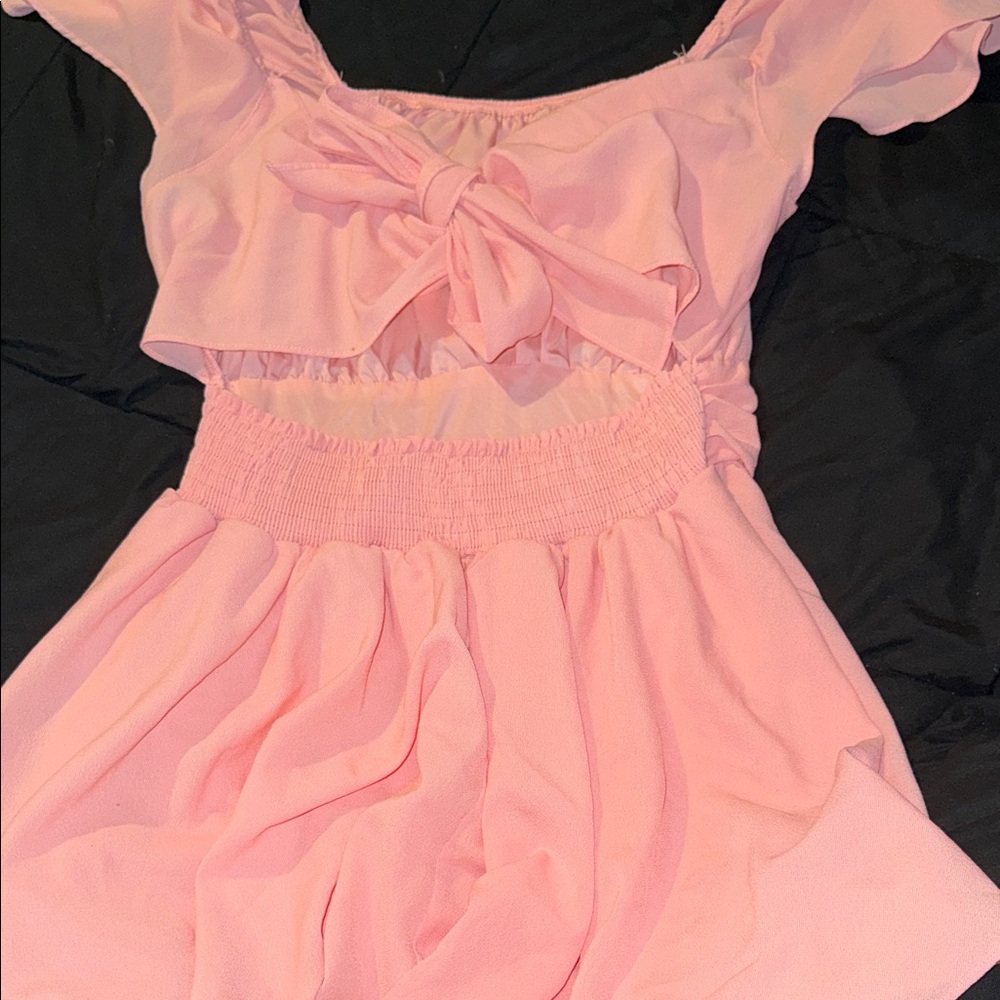 Pink Off-Shoulder Romper - Picture 2 of 5